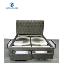 Factory Wholesale Furniture Senior Grey All Size Velvet Bed with Drawer